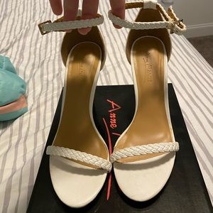 White braided heels